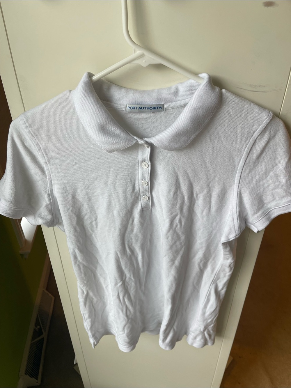 Port Authority White woman’s Short-Sleeve Polo with Peter Pan Collar